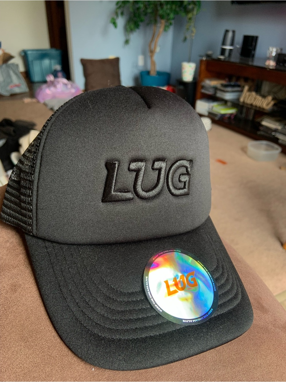 lug Black Trucker Cap with Embossed Logo